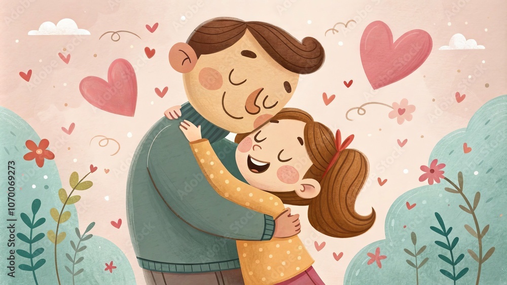 Father and Daughter Embrace: A Tender Illustration of Love and Family Father and Daughter Embrace: A Tender Illustration of Love and Family