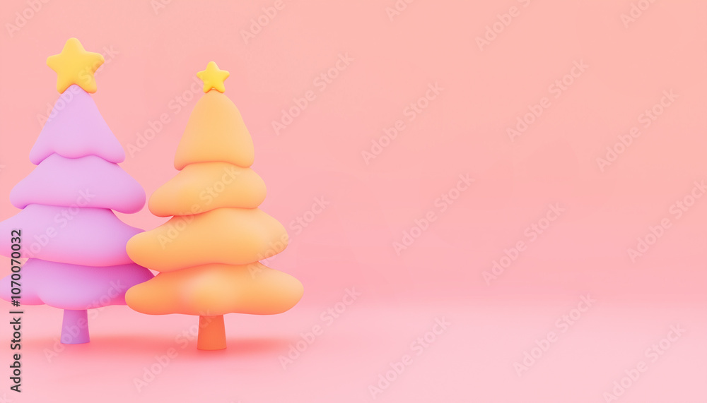 Simple cute 3d Christmas banner background with copy space Simple cute 3d Christmas banner background with copy space