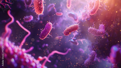 Antimicrobial Resistance in Pathogenic Bacteria, 3D Illustration of the Microbiological Battle in Medicine and Research photo