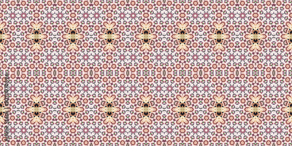Fototapeta premium Seamless kaleidoscope pattern. The texture of the woven pattern. Endless pattern
