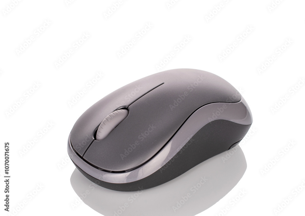 One wireless computer mouse, macro, isolated on white background. One wireless computer mouse, macro, isolated on white background.