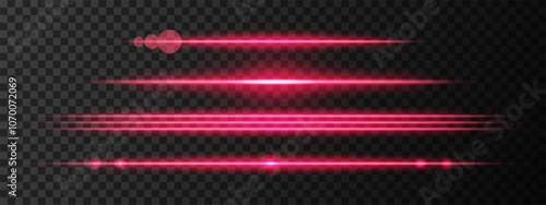 Red light glare beam. A sharp horizontal beam reflection. Sci-fi designs, light transitions, or futuristic effects. Glowing light streaks and neon effects. Dynamic shine wallpaper background