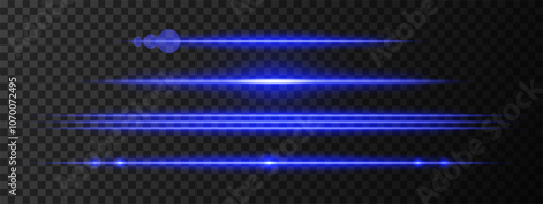 Blue light glare beam. A sharp horizontal beam reflection. Sci-fi designs, light transitions, or futuristic effects. Glowing light streaks and neon effects. Dynamic shine wallpaper background