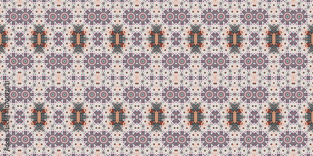 Fototapeta premium Seamless kaleidoscope pattern. The texture of the woven pattern. Endless pattern