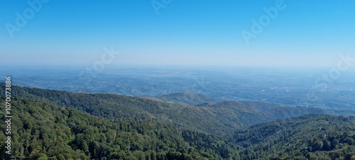 View from the viewpoint at the top of Sljeme towards the southeast - Zagreb is visible in the distance