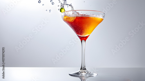 Wallpaper Mural Fruit cocktail in martini glass with splashes on gray background Torontodigital.ca