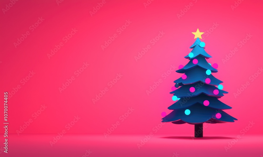 Brighten your holidays with a vibrant christmas tree against a bold pink background Brighten your holidays with a vibrant christmas tree against a bold pink background