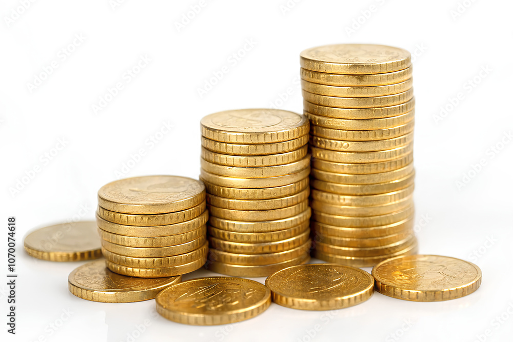 Big Pile of gold coins isolated on white background, clipping path, full depth of field Big Pile of gold coins isolated on white background, clipping path, full depth of field