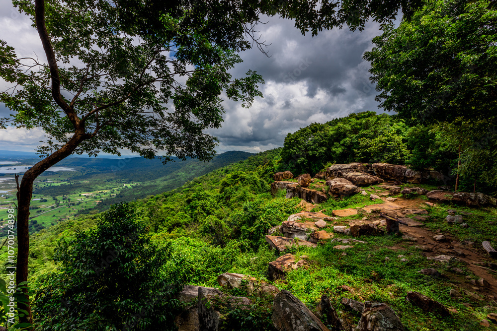 Natural background of clear sky, amidst the blue sky at the viewpoint, there are trees, sun, water retention dam, a nature stop for tourists. Natural background of clear sky, amidst the blue sky at the viewpoint, there are trees, sun, water retention dam, a nature stop for tourists.