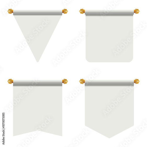 Collection of white blank royal pennant flags