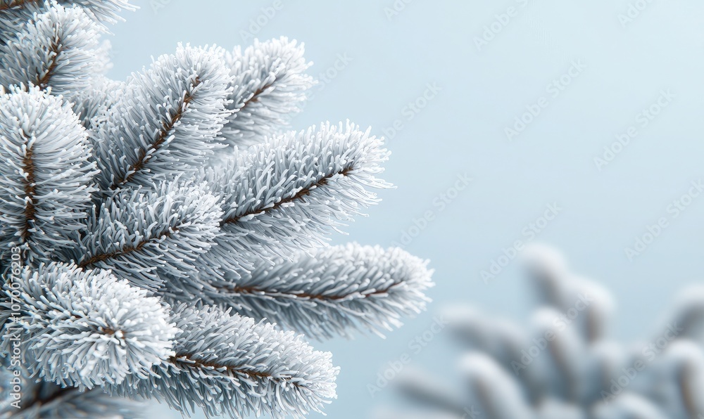 Explore the beauty of frosted pine branches in a serene winter landscape Explore the beauty of frosted pine branches in a serene winter landscape