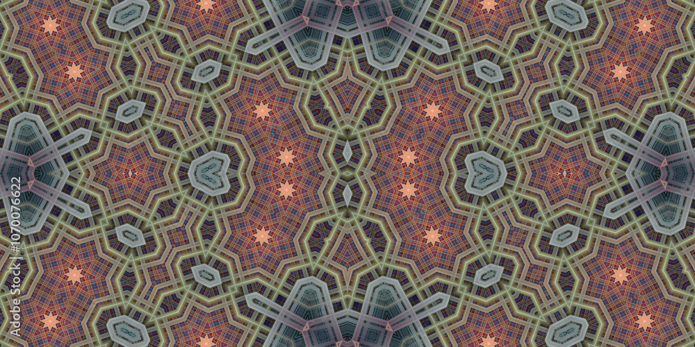 Fototapeta premium Seamless kaleidoscope pattern. The texture of the woven pattern. Endless pattern