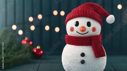 Create a festive atmosphere with a charming snowman decoration for your holiday celebrations photo