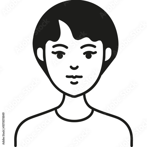 A Young Individual is Depicted With Short Black Hair and a Neutral Expression, Standing in a Front-Facing Pose