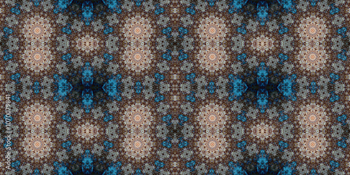 Seamless kaleidoscope pattern. The texture of the woven pattern. Endless pattern