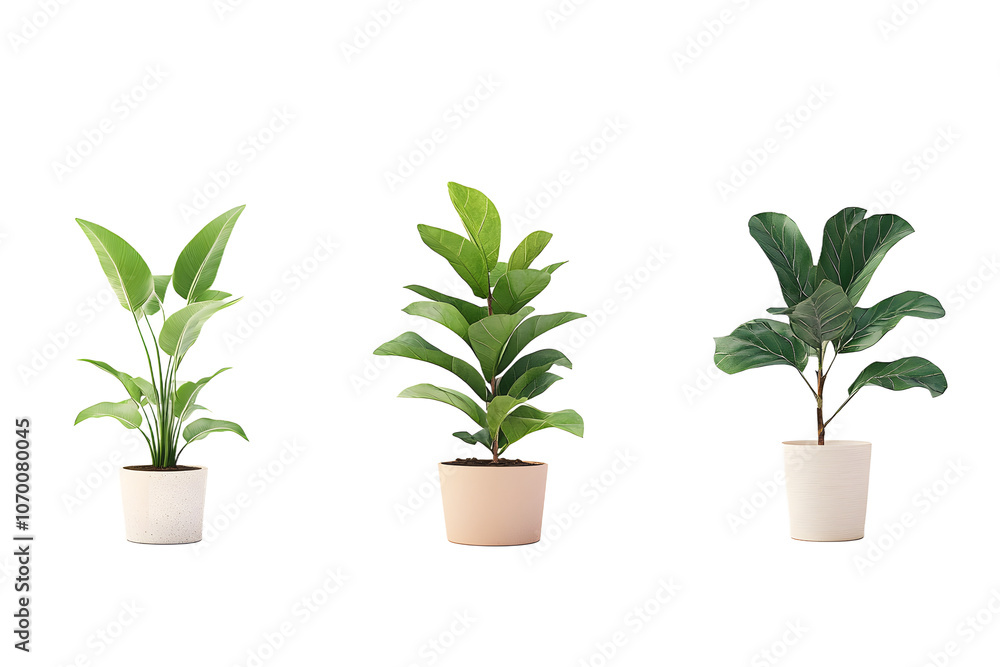 Three Different Indoor Plants in Pots Three Different Indoor Plants in Pots
