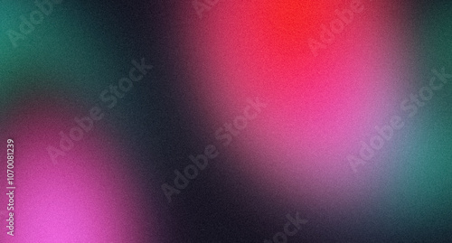 Retro magenta pink green color dark grainy gradient backdrop design. Abstract vibrant colored flow shaped noisy gradient texture, retro colors, banner, poster, header design, empty space