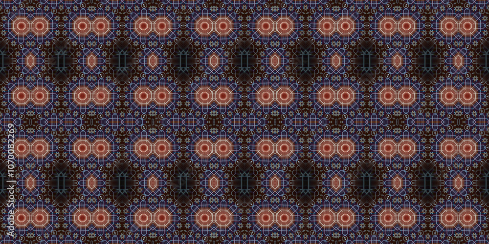 Fototapeta premium Seamless kaleidoscope pattern. The texture of the woven pattern. Endless pattern