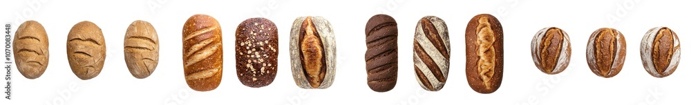The three loaves of bread are isolated on a transparent background The three loaves of bread are isolated on a transparent background