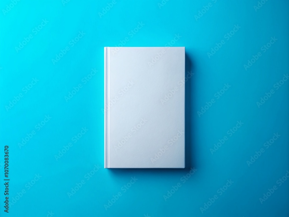 Aerial View of a Blank White Book Mockup on a Vibrant Blue Background Perfect for Creative Projects, Branding, and Design Presentations Featuring Minimalistic Aesthetic Aerial View of a Blank White Book Mockup on a Vibrant Blue Background Perfect for Creative Projects, Branding, and Design Presentations Featuring Minimalistic Aesthetic