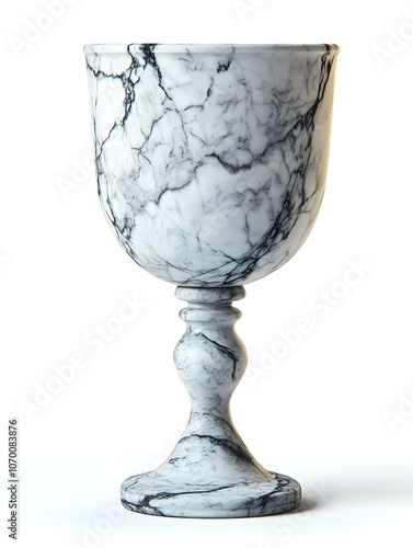 A goblet made from white marble showcases intricate details and smooth curves exuding luxury and sophistication