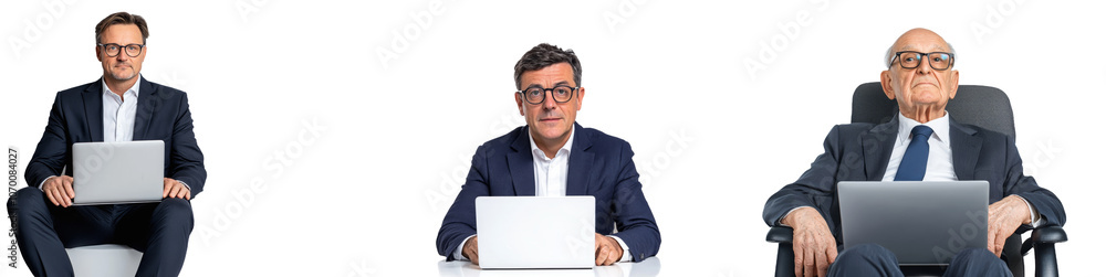 Suit and tie man sitting at a table with a laptop Suit and tie man sitting at a table with a laptop