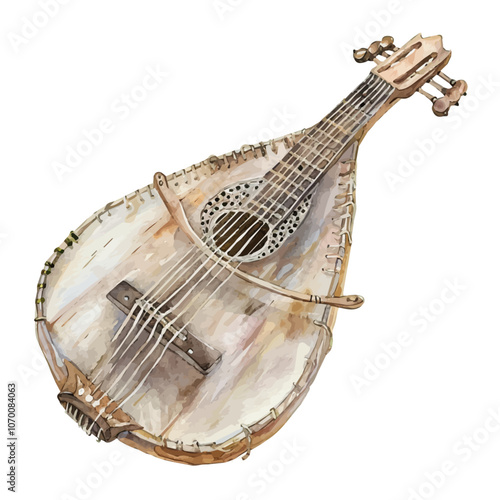 A watercolor vector of an instrument, isolated on a white background.