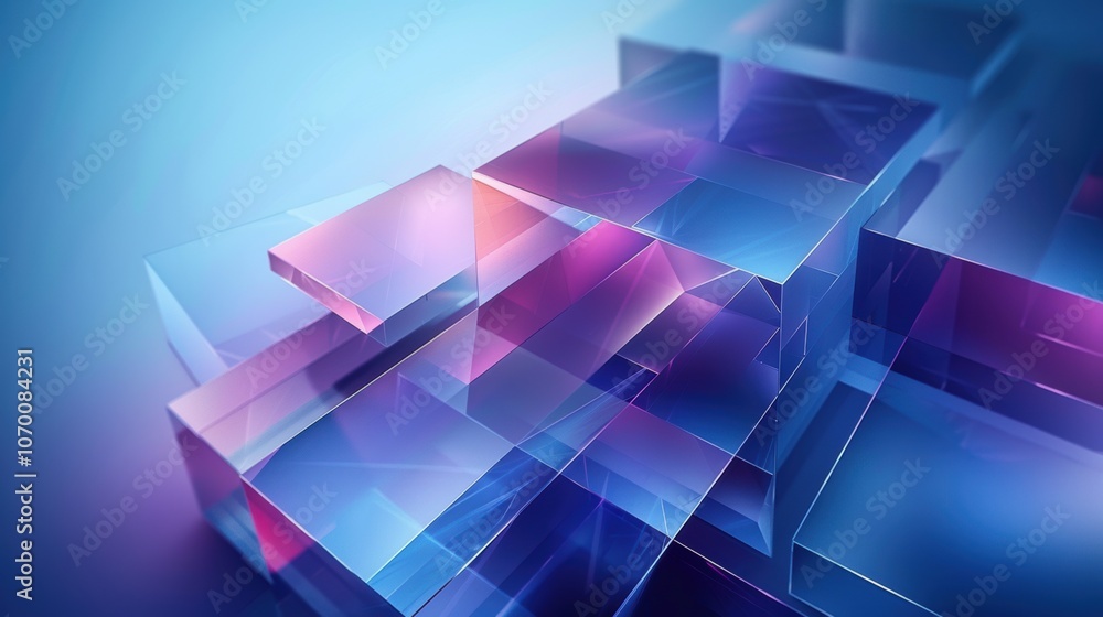 Abstract Geometric Shapes Blue Gradient Background 3D Render Abstract Geometric Shapes Blue Gradient Background 3D Render