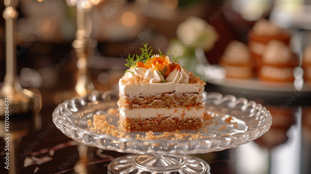 Elegant Carrot Cake Slice with Cream Cheese Frosting Elegant Carrot Cake Slice with Cream Cheese Frosting