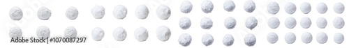 An isolated set of snowballs on a transparent background