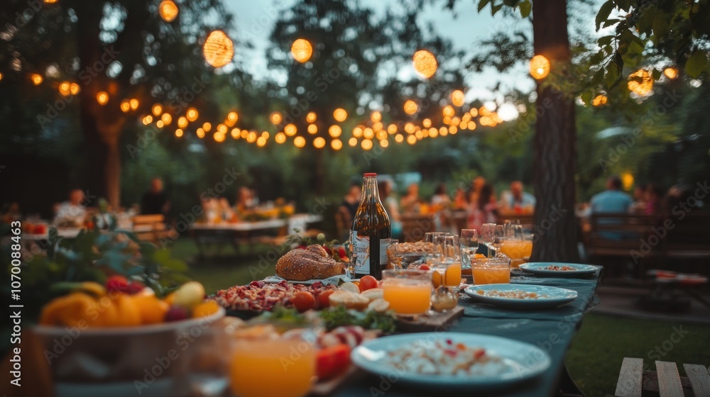 A close-up of a family party in the backyard, in a fun and loving atmosphere A close-up of a family party in the backyard, in a fun and loving atmosphere