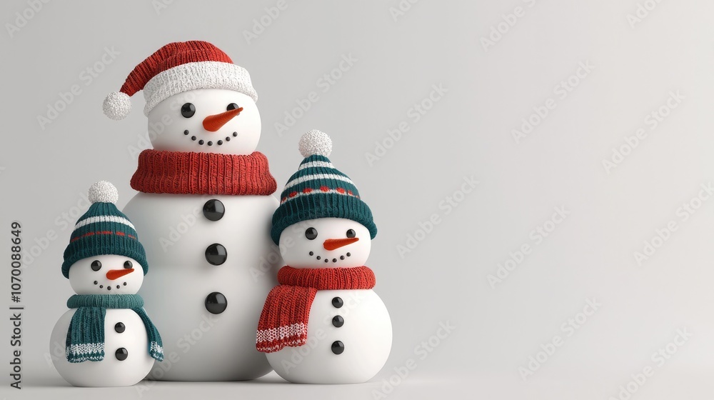 Celebrate the joy of winter with adorable snowman family decorated for the holiday season Celebrate the joy of winter with adorable snowman family decorated for the holiday season