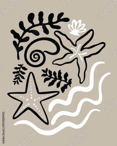 symphony of starfish and waves from the underwater world