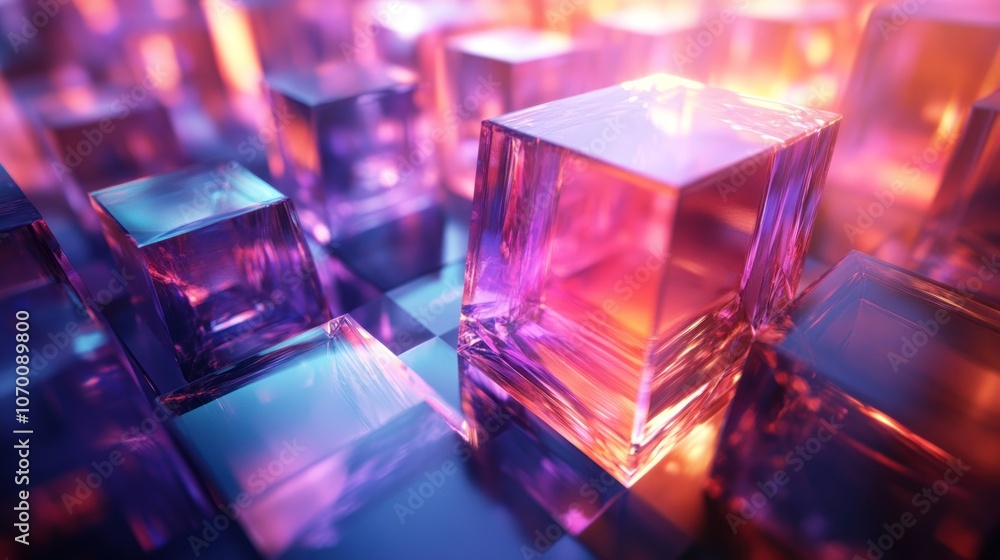 Abstract Neon Cube Art Abstract Neon Cube Art