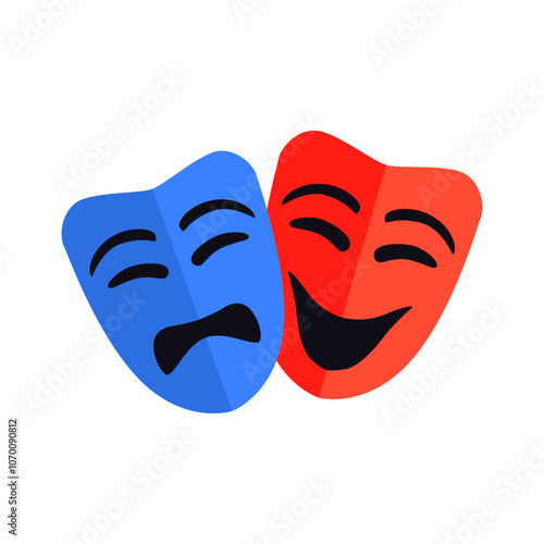 Masquerade vector icons. Theater masks icon. Comic and tragic mask icon. Happy and unhappy traditional symbol of theater.