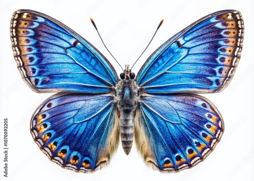Obraz premium Aerial View of the Beautiful Palos Verdes Blue Butterfly Isolated on Transparent Background, Showcasing Its Delicate Wings and Vibrant Colors for Nature and Wildlife Enthusiasts