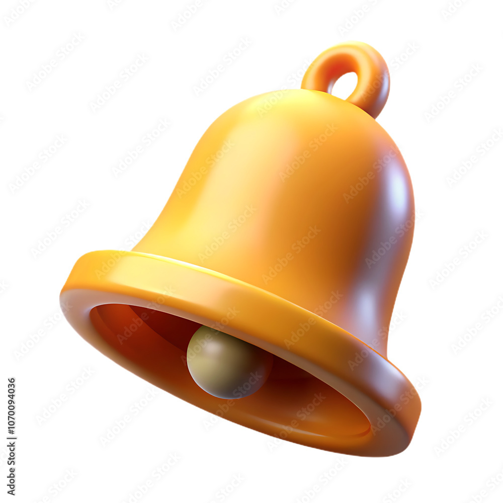 Fototapeta premium 3D Shiny Orange Bell Illustration on transparent or white background