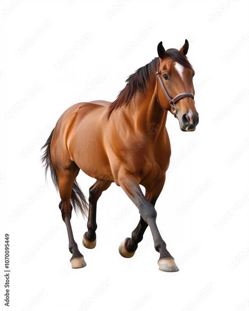 Horse running front view, full-body shot, isolated on a white background. Horse running front view, full-body shot, isolated on a white background.