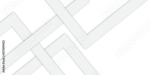 White abstract geometric background with white paper sheets soars as abstract spaces with rectangles, parallel stripes, perspective, shadows in simple strict modern material in triangle and square.	
