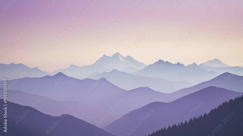 Stunning purple mountain landscape at dawn, showcasing a serene blend of layers and hues. Perfect for nature, travel, and relaxation themes Stunning purple mountain landscape at dawn, showcasing a serene blend of layers and hues. Perfect for nature, travel, and relaxation themes