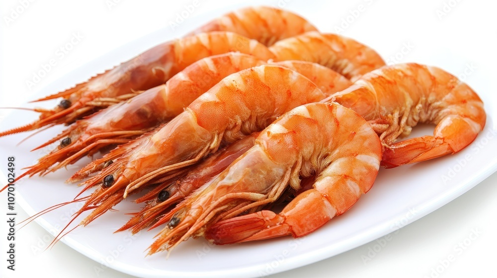 Golden-brown shrimp tempura on a clean white plate, set against a white background, highlighting its airy, crispy texture. Golden-brown shrimp tempura on a clean white plate, set against a white background, highlighting its airy, crispy texture.