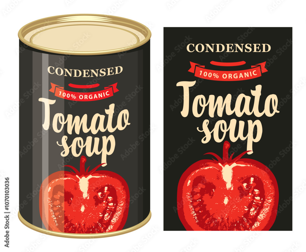 Fotografie Vector banner for condensed tomato soup