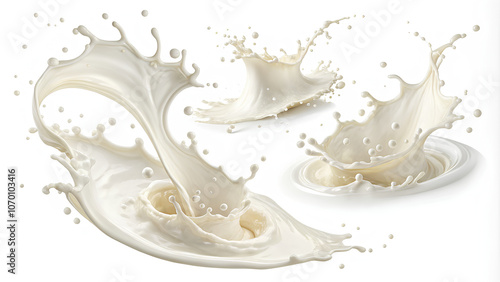 Milk splash set isolated on white background