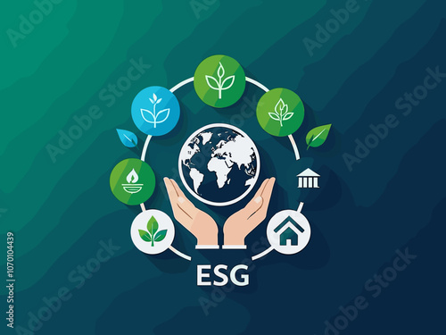 ESG concept icon for business and organization, Environment, Social, Governance and sustainability development concept. vector illustration, Infographic.