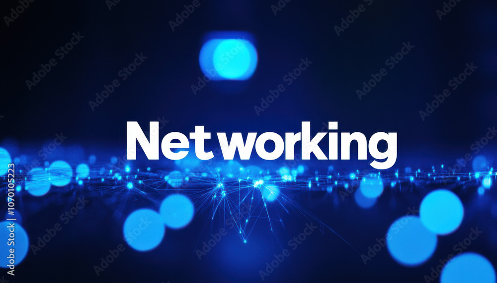 Glowing blue digital networking concept with abstract circular light patterns against a dark background, representing connectivity and data exchange. Glowing blue digital networking concept with abstract circular light patterns against a dark background, representing connectivity and data exchange.