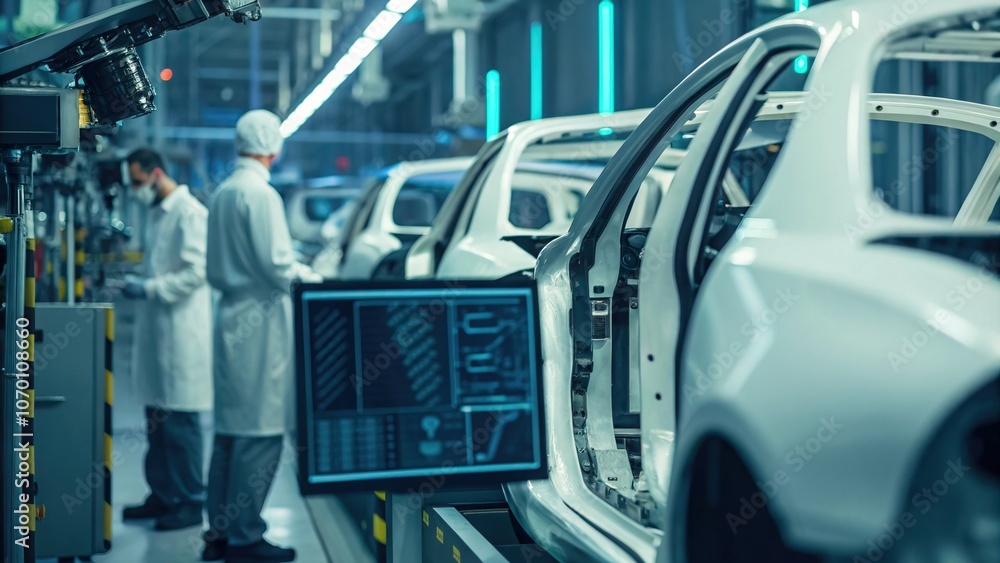 Car Factory Quality Control Station in Tech Environment Car Factory Quality Control Station in Tech Environment