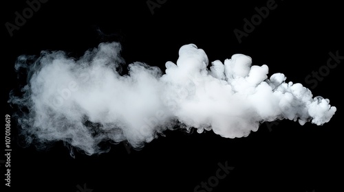 Light white smoke puff dispersing gently on a black background, with delicate, airy textures and soft, curling edges.