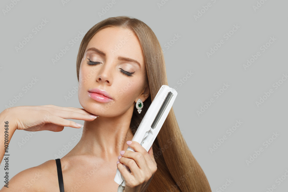 Beautiful model. Woman with long brown hair, natural makeup and healthy clean skin Beautiful model. Woman with long brown hair, natural makeup and healthy clean skin