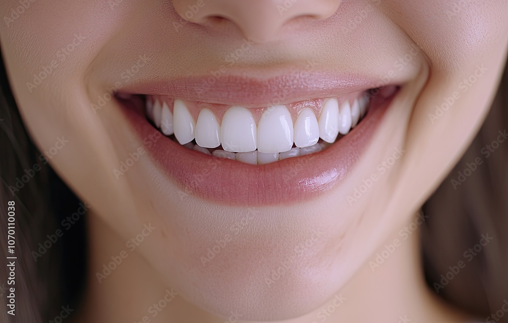 Fototapeta premium Close-up of a beautiful woman smiling with white teeth, a beauty concept