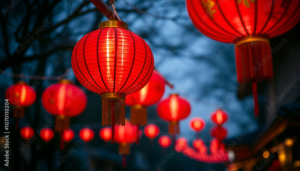 Red lanterns in chinese new year celebration. Red lanterns in chinese new year celebration.